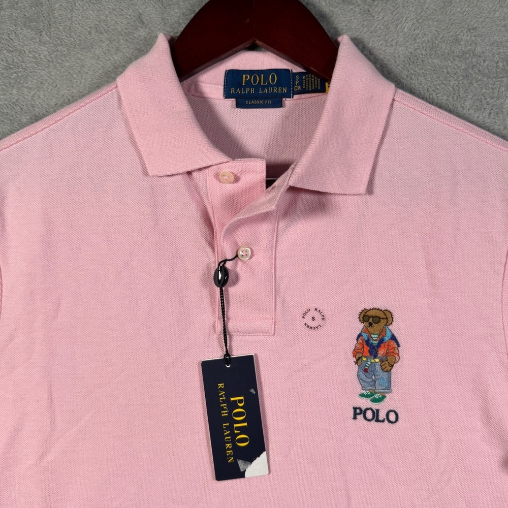 Polo Ralph Lauren Shirt Mens S Pink Bear Classic Fit Cotton Pique $145